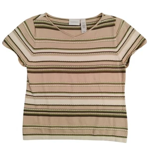 Liz Claiborne Sweater Womens Medium Petite Striped Textured Pullover Top - Picture 1 of 7