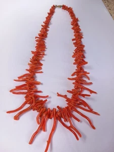 Stunning Antique Edwardian Branch Coral Necklace..19" Long. - Picture 1 of 21