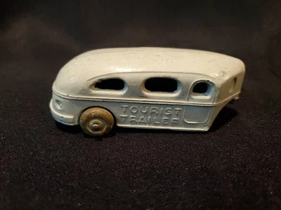 Antique Vintage Barclay Toy Slush Cast White Tourist Trailer - Image 1 of 4
