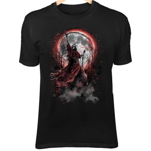 Camiseta Fractured Moon Reaper - Capa esquelética, energía roja, arte gótico oscuro - Imagen 1 de 5