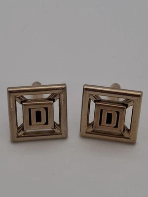 Cuff Links Swank Letter D Monogram Initial Gold Color - Image 1 of 4