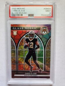 Chris Olave 2022 Panini Mosaic GLASS RC #GM28 Saints PSA 9