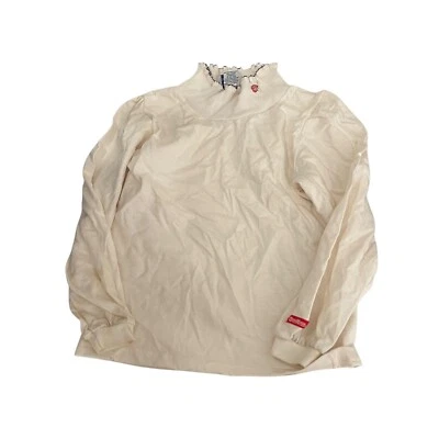 OshKosh B'Gosh T-Shirt Girl's 6 Ivory Ruffle Turtle Neck Long Sleeve Vintage Top - Image 1 of 4