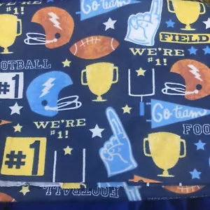 Football Fabric Flannel 1/4 Yard Sports Novelty Game Pro Athlete Trophy Fans - Picture 1 of 4