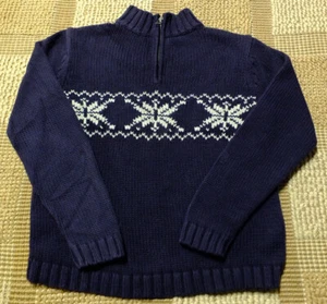Boys size M Medium 10-12 Lands End Snowflake Sweater Cotton - Picture 1 of 2