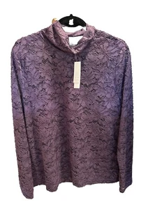 Casa Blanca Mercado Negro Encaje Cuello Alto Púrpura Talla XL Nuevo Con Etiquetas - Imagen 1 de 3