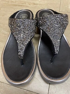 Sandalias Fitflop UK 4 Banda Roxy Peltre Cristal Brillante Puntera - Imagen 1 de 19