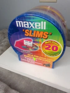 Maxell Jewel Plastic disc Cases multicolor 20 Pack cd DVD game bluray slims - Picture 1 of 6