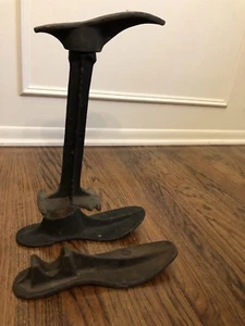 Antique Cobblers Stand Shoe Repair Tool 3 Lasts Steampunk Cast Iron Vtg - Picture 1 of 7