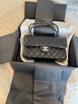 CHANEL Classic small double Flap Bag Black caviar Silver hardware - Image 1 of 4