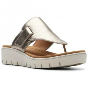 Clarks Unstructured Un Karely Sea Gold Metallic Sandals Size 7.5 D - Picture 1 of 4