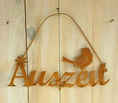 Metallschild Rost Schild Auszeit Vogel Garten innen außen Fenster Wand Edelrost - Bild 1 von 2