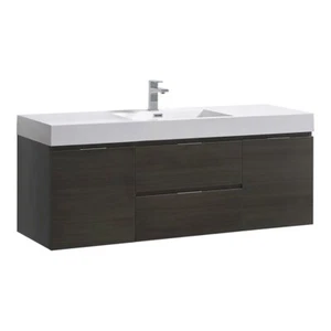 Fresca Valencia 60" Modern Wood and Resin Bathroom Vanity in Gray Oak - Picture 1 of 5