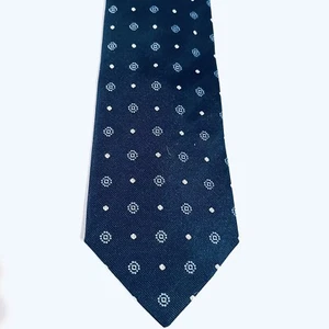 Countess Mara Men's Navy White Dot Pattern 100% Silk Neck Tie 60” X 4” - Picture 1 of 3