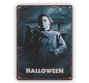 HALLOWEEN MICHAEL MYERS Metal Hanging Sign 30x20cm HORROR MOVIE PLAQUE, MAN CAVE - Picture 1 of 24