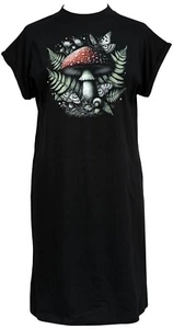 Fly Agaric Mushroom Women's High Neck T-Shirt Cottagecore Moth Gothic - Picture 1 of 2