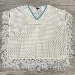 Alberto Makali Women Poncho Cover Up Beaded Size L Boho Resort Wear Festival - Picture 1 of 12