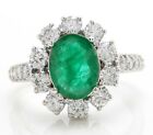 260 Carat Natural Emerald And Diamonds In 14K Solid White Gold Womens Ring