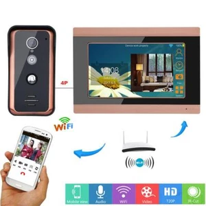 Monitor de video timbre de 7" intercomunicador IR con cable Wifi ángulo de visión 92° campana de puerta cámara - Imagen 1 de 13