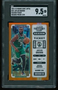 Jaylen Brown 2022 Panini Contenders Optic Orange Prizm Jersey Number 7/49 SGC 9 - Picture 1 of 2