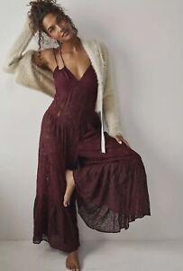 Free People NWOT Make Me Love You Romper Jumpsuit - Size Small, Wine