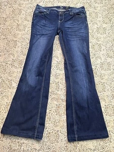 Zco. Flare Dark Wash Womens Jeans Designer Blue Sz. 13 Distressed Ladies Pants - Picture 1 of 9