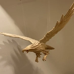 Hanging American Eagle Sculpture 17" Wingspan, Resin on Wire, Hangs From Stick - Picture 1 of 14