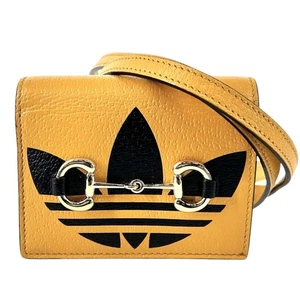 GUCCI Horsebit Shoulder Wallet Adidas Collaboration Leather Yellow 702248 USED - Picture 1 of 10