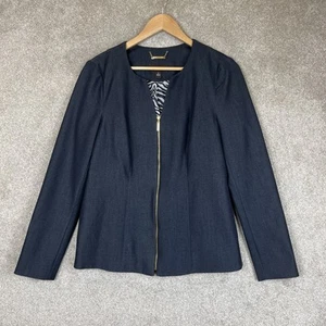 Dana Buchman Jacket Womens 4 Gray Long Sleeve Front Zip Lined Blazer- 2846* - Picture 1 of 11