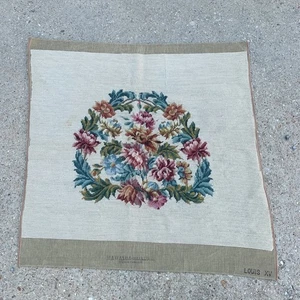Vintage Louis XV Tapestry Needlepoint Floral Wreath Design Rose 30" Colorful - Picture 1 of 12