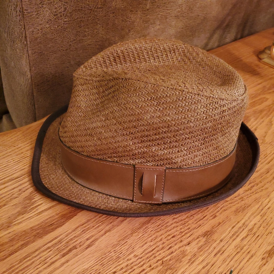Sombrero Peter Grimm Fedora Ajustado Para Hombres Marrón Tejido Trenza Forrado Trilby Mobster  Foto 1 de 4