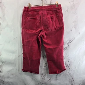 Vintage 90s Y2K Jeans Womens 26 Red High Rise Capri Crop Denim Rigid - Picture 1 of 11