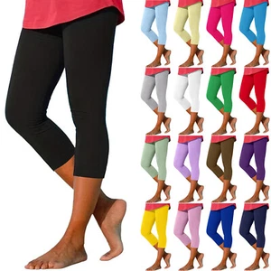 Women Capri Leggings 2025 Summer Lightweight Capris Knee Length Yoga Crop Pants - Picture 1 of 55