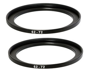 (2 Pcs ) 62-72mm 62mm to 72mm Alumnium Metal Step Up Lens Filter Ring Adapter