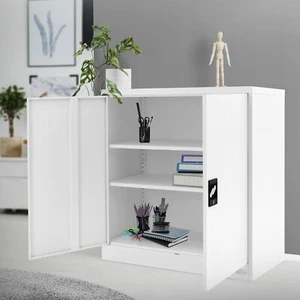 Armario archivador acero negro mesita auxiliar 2 estantes regulables 90x40x90cm - Imagen 1 de 8