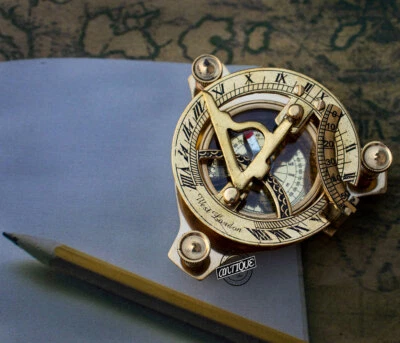 Vintage Maritime Solid Sundial Compass Brass West London Working Gift For Father - Image 1 of 4