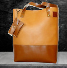 Women tote bag italian leather brown shoulderbag tan genuine leather handmade