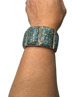 Антикварный персидский браслет-инкрустация из серебра 800 19 века CNDTN - Изображение 1 из 4