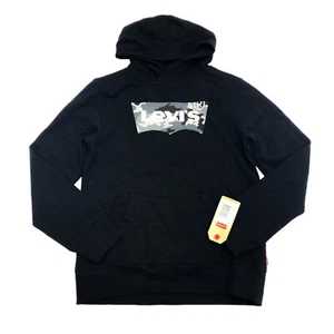 Levi's Boys Size L Batwing Logo Sweatshirt Hooded Camo Black - Picture 1 of 8