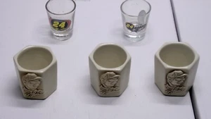 1997 Nascar Racing #24 Jeff Gordon 3-D Beige Ceramic Shot Glass X3 AND 2 REG SG, - Picture 1 of 6