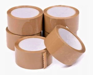 6 Rolls of Brown Parcel Packing Tape Carton Sealing 48mm X 66m (72 yards) - Picture 1 of 2