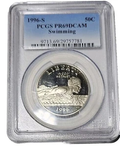 1996-S PR69 Swimming Commemorative Half Dollar, Deep Cameo PROOF, PCGS PF69 DCAM - Picture 1 of 2