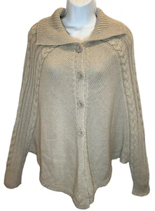 NINE WEST Shrug Sweater Shaw Size MEDIUM Knit Beige Button Dolman Cardigan - Picture 1 of 13