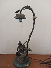 RARE Vintage Andrea by Sadek Bronze Marble Base Gardening Girl Electric Lamp