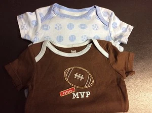 2 Carters Infant Boys Snap Crotch Size Large Shirts Brown Blue Sports New 72 - Picture 1 of 4