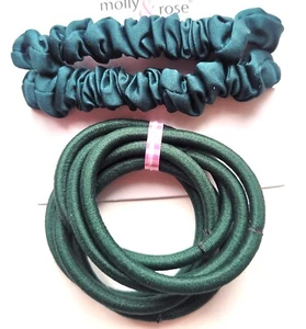 NEW Back To School Green Scrunchie Snag Free Endless Elastic Bobble Hair Set - Picture 1 of 1