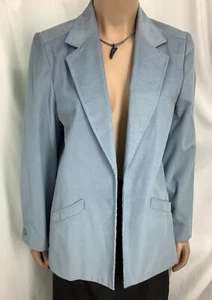 Country Suburbans Blazer Womens 10 Flawed Open Front Blue Corduroy MFC250215/BB2 - Picture 1 of 11