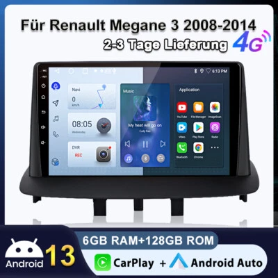 Android 13 Carplay Autoradio Für Renault Megane 3 2008-2014 DAB+ GPS NAVI 6+128G - Bild 1 von 4