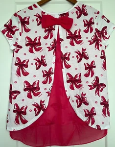 Disney Parks Minnie Mouse Damenshirt Größe XL gekreuzte Rückenschleifen authentisch gebraucht, in einwandfreiem Zustand - Bild 1 von 7