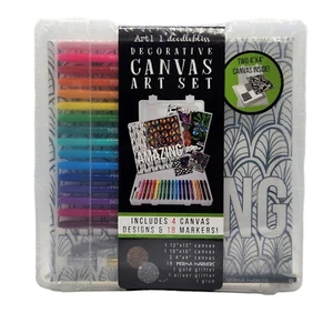 Art 101 Doodlebliss Lienzo Decorativo Arte Colorear Set 2 Lienzo 18 Marcadores - Imagen 1 de 6